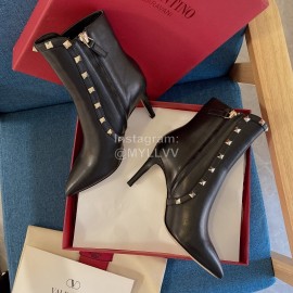 Valentino Classic Rivet High Heeled Black Calfskin Boots