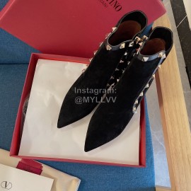 Valentino Classic Rivet High Heeled Velvet Boots