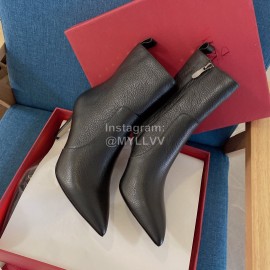 Valentino New Rivet High Heeled Calfskin Boots Black