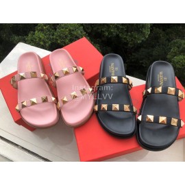 Valentino Pink Rivet Flat Heel Slippers