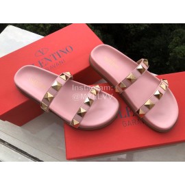 Valentino Pink Rivet Flat Heel Slippers