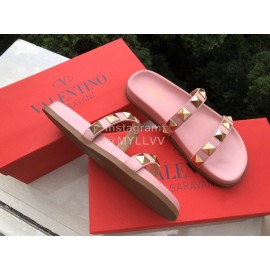 Valentino Pink Rivet Flat Heel Slippers