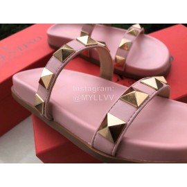 Valentino Pink Rivet Flat Heel Slippers