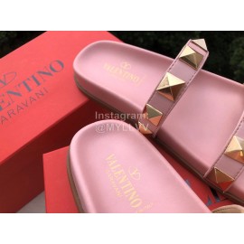 Valentino Pink Rivet Flat Heel Slippers