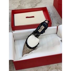 Valentino Black Mesh Rivet High Heels For Women
