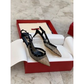 Valentino Black Mesh Rivet High Heels For Women