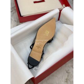 Valentino Black Mesh Riveted Flat Heel Sandals