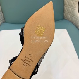 Valentino Black Mesh Riveted Flat Heel Sandals