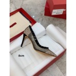 Valentino Fashion Mesh Rivet High Heels For Women Black