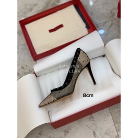 Valentino Fashion Mesh Rivet High Heels For Women Black