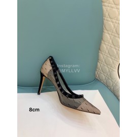 Valentino Fashion Mesh Rivet High Heels For Women Black