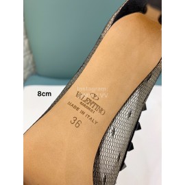Valentino Fashion Mesh Rivet High Heels For Women Black