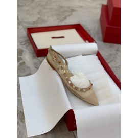 Valentino Apricot Mesh Riveted Flat Heel Sandals