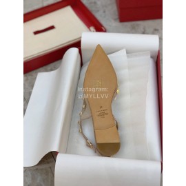 Valentino Apricot Mesh Riveted Flat Heel Sandals