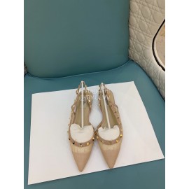 Valentino Apricot Mesh Riveted Flat Heel Sandals