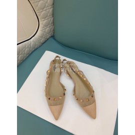 Valentino Apricot Mesh Riveted Flat Heel Sandals