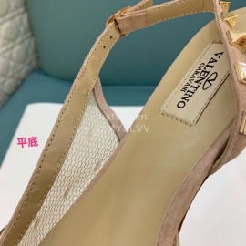 Valentino Apricot Mesh Riveted Flat Heel Sandals