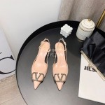 Valentino Fashion Calfskin Pointed High Heel Sandals Pink