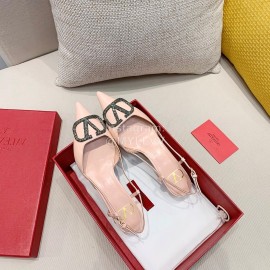 Valentino Fashion Calfskin Pointed High Heel Sandals Pink