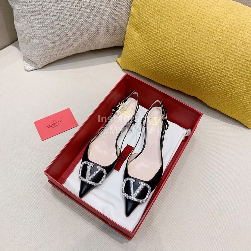Valentino Fashion Calfskin Pointed High Heel Sandals Black