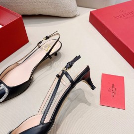 Valentino Fashion Calfskin Pointed High Heel Sandals Black