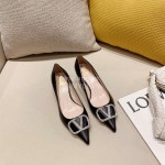 Valentino Fashion Calfskin Pointed High Heels Black