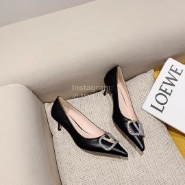 Valentino Fashion Calfskin Pointed High Heels Black