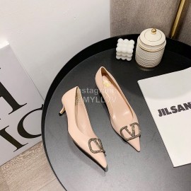 Valentino Fashion Calfskin Pointed High Heels Pink