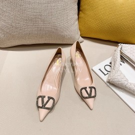 Valentino Fashion Calfskin Pointed High Heels Pink