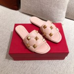Valentino Spring Summer Soft Sheepskin Slippers Pink