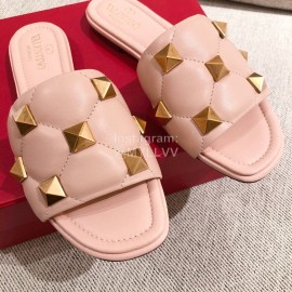 Valentino Spring Summer Soft Sheepskin Slippers Pink