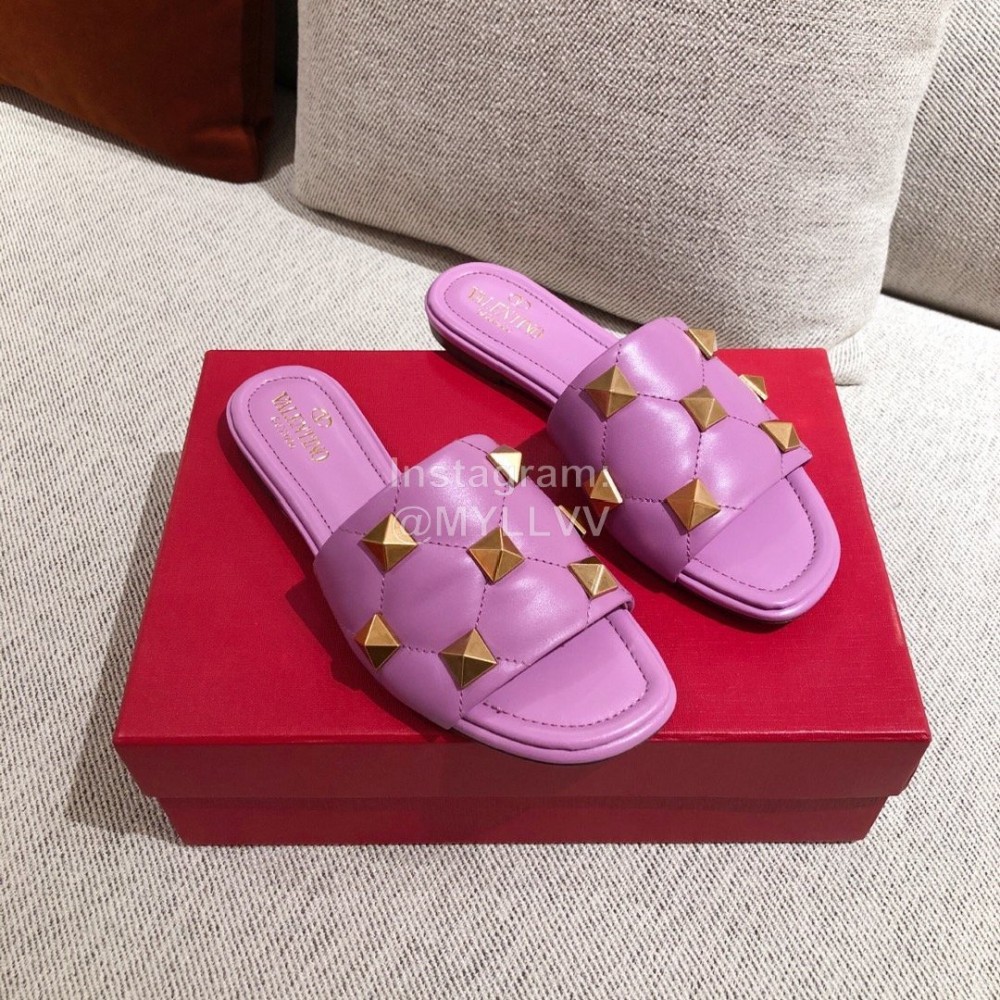 Valentino Spring Summer Soft Sheepskin Slippers Purple
