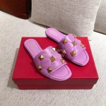 Valentino Spring Summer Soft Sheepskin Slippers Purple