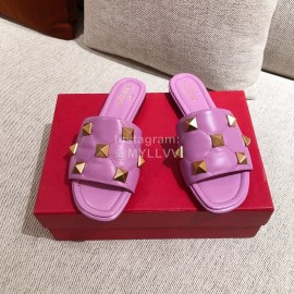 Valentino Spring Summer Soft Sheepskin Slippers Purple