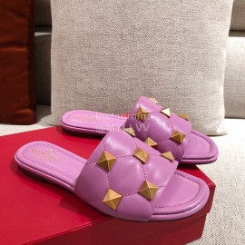 Valentino Spring Summer Soft Sheepskin Slippers Purple