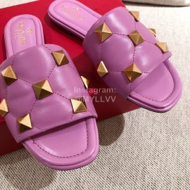 Valentino Spring Summer Soft Sheepskin Slippers Purple
