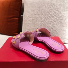 Valentino Spring Summer Soft Sheepskin Slippers Purple
