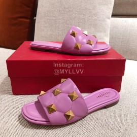 Valentino Spring Summer Soft Sheepskin Slippers Purple