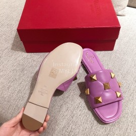 Valentino Spring Summer Soft Sheepskin Slippers Purple
