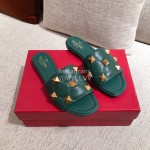 Valentino Spring Summer Soft Sheepskin Slippers Green