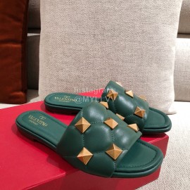 Valentino Spring Summer Soft Sheepskin Slippers Green