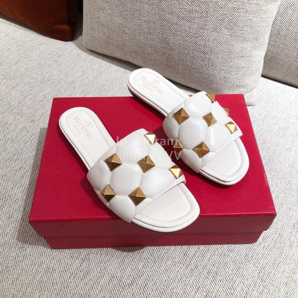 Valentino Spring Summer Soft Sheepskin Slippers White