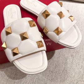 Valentino Spring Summer Soft Sheepskin Slippers White