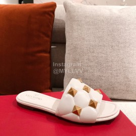 Valentino Spring Summer Soft Sheepskin Slippers White