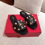 Valentino Spring Summer Soft Sheepskin Slippers Black