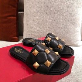 Valentino Spring Summer Soft Sheepskin Slippers Black