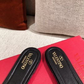 Valentino Spring Summer Soft Sheepskin Slippers Black