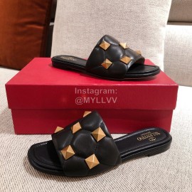 Valentino Spring Summer Soft Sheepskin Slippers Black