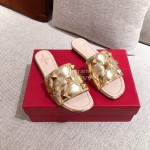 Valentino Spring Summer Soft Sheepskin Slippers Gold