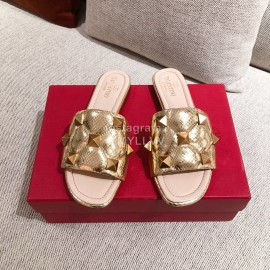 Valentino Spring Summer Soft Sheepskin Slippers Gold